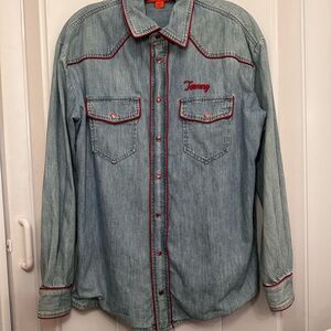 Tommy Hilfiger Denim Blue Shirt with Red Details